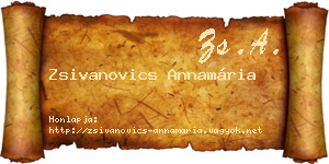 Zsivanovics Annamária névjegykártya